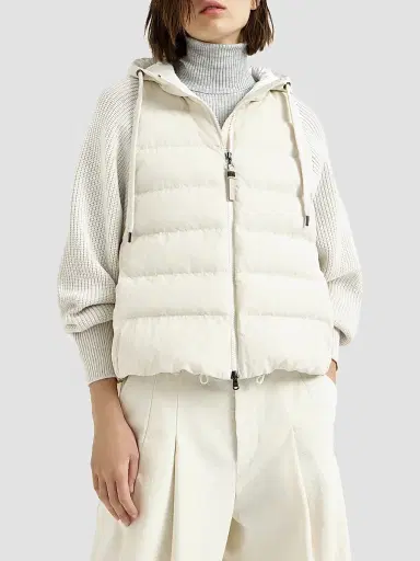 Brunello Cucinelli Women's Water-Resistant Matte Nylon Hooded Down Jacket | Thumbnail 2 Brunello Cucinelli Women's Water-Resistant Matte Nylon Hooded Down Jacket | Thumbnail 2