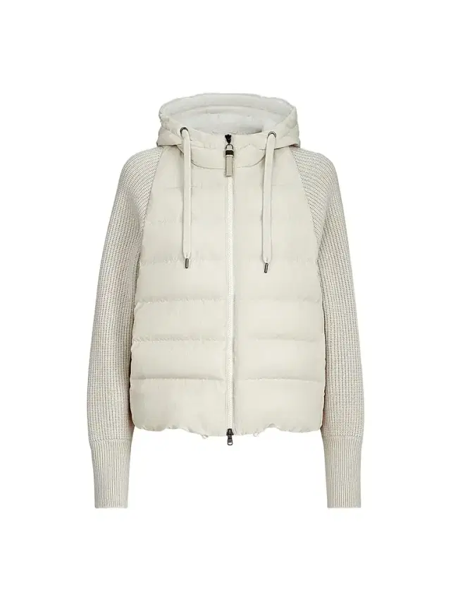 Brunello Cucinelli Women's Water-Resistant Matte Nylon Hooded Down Jacket - White