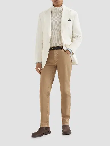 Brunello Cucinelli Men's Lightweight Denim Shirt with Spread Collar | Thumbnail 6 Brunello Cucinelli Men's Lightweight Denim Shirt with Spread Collar | Thumbnail 6