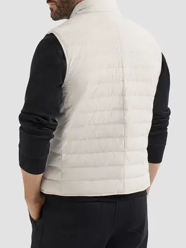 Brunello Cucinelli Men's Bonded Taffeta Lightweight Down Vest | Thumbnail 3 Brunello Cucinelli Men's Bonded Taffeta Lightweight Down Vest | Thumbnail 3