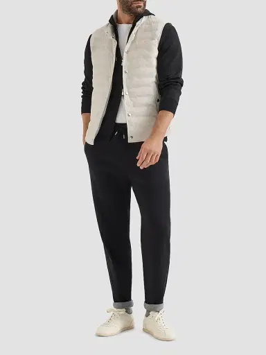 Brunello Cucinelli Men's Bonded Taffeta Lightweight Down Vest | Thumbnail 6 Brunello Cucinelli Men's Bonded Taffeta Lightweight Down Vest | Thumbnail 6