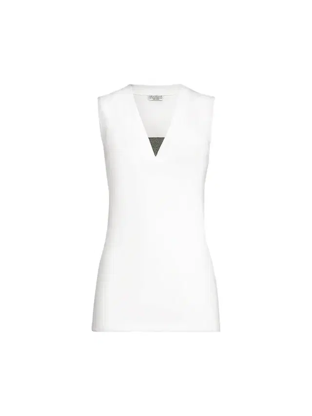 Brunello Cucinelli Women's Stretch Cotton Jersey T-Shirt with Precious Faux-Layering - White