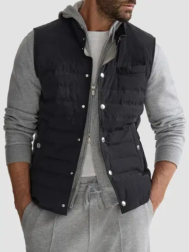 Brunello Cucinelli Men's Bonded Taffeta Lightweight Down Vest | Thumbnail 4 Brunello Cucinelli Men's Bonded Taffeta Lightweight Down Vest | Thumbnail 4