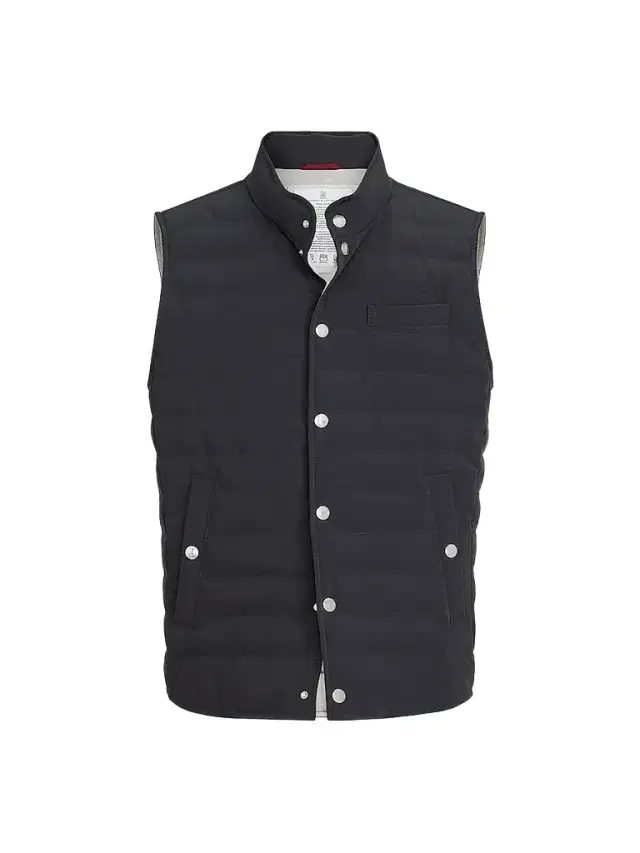 Brunello Cucinelli Men's Bonded Taffeta Lightweight Down Vest - Navy Blue