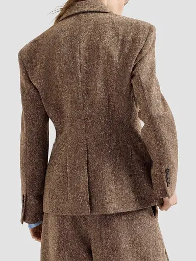 Brunello Cucinelli Women's Virgin Wool Donegal Blazer - Light Brown - Size 4 | Thumbnail 3