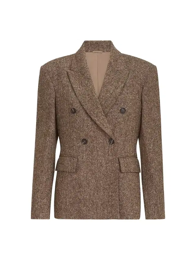 Brunello Cucinelli Women's Virgin Wool Donegal Blazer - Light Brown