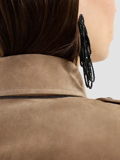 Brunello Cucinelli Women's Suede Biker Jacket | Thumbnail 5 Brunello Cucinelli Women's Suede Biker Jacket | Thumbnail 5