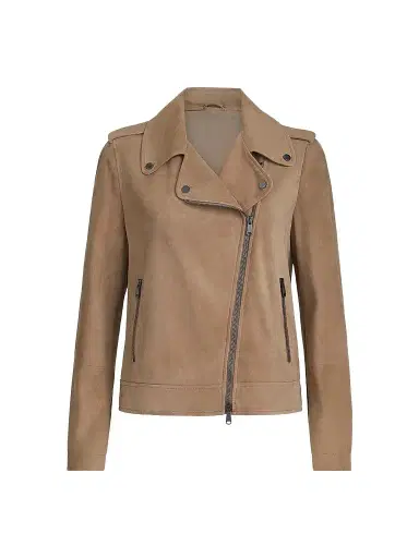 Brunello Cucinelli Women's Suede Biker Jacket | Thumbnail 1 Brunello Cucinelli Women's Suede Biker Jacket | Thumbnail 1