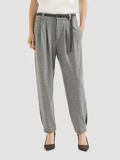 Brunello Cucinelli Women's Cashmere Jersey Tailored Trousers - Grey | Thumbnail 2