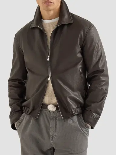 Brunello Cucinelli Men's Nappa Leather Outerwear Jacket | Thumbnail 2 Brunello Cucinelli Men's Nappa Leather Outerwear Jacket | Thumbnail 2