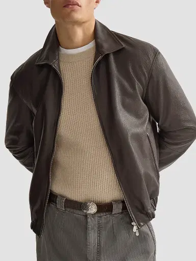 Brunello Cucinelli Men's Nappa Leather Outerwear Jacket | Thumbnail 4 Brunello Cucinelli Men's Nappa Leather Outerwear Jacket | Thumbnail 4