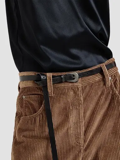 Brunello Cucinelli Women's Vintage-Effect Leather Belt with Shimmering Buckle and Shiny Loop | Thumbnail 2