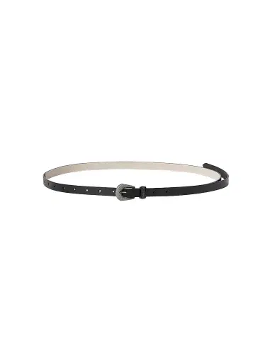 Brunello Cucinelli Women's Vintage-Effect Leather Belt with Shimmering Buckle and Shiny Loop | Thumbnail 1