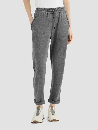 Brunello Cucinelli Women's Cotton and Silk Interlock Trousers - Dark Grey | Thumbnail 2