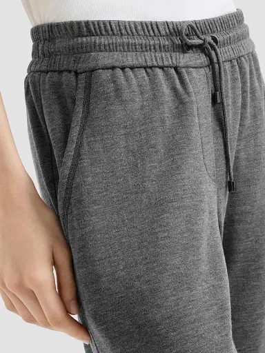 Brunello Cucinelli Women's Cotton and Silk Interlock Trousers - Dark Grey | Thumbnail 5