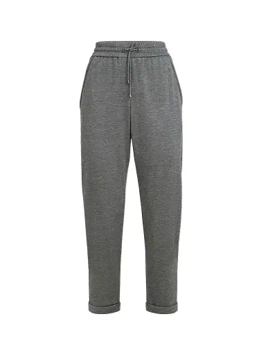 Brunello Cucinelli Women's Cotton and Silk Interlock Trousers - Dark Grey | Thumbnail 1