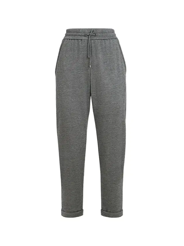 Brunello Cucinelli Women's Cotton and Silk Interlock Trousers - Dark Grey