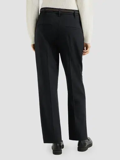 Brunello Cucinelli Women's Tropical Luxury Wool Slouchy Trousers - Lignite Grey | Thumbnail 3