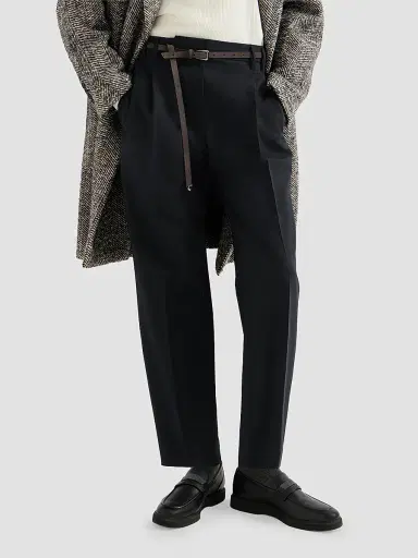 Brunello Cucinelli Women's Tropical Luxury Wool Slouchy Trousers - Lignite Grey | Thumbnail 4
