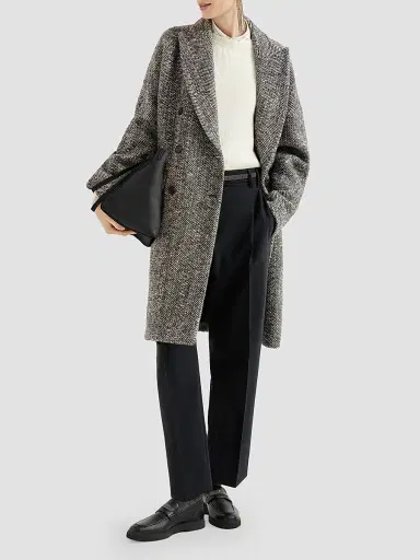 Brunello Cucinelli Women's Tropical Luxury Wool Slouchy Trousers - Lignite Grey | Thumbnail 6