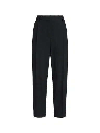 Brunello Cucinelli Women's Tropical Luxury Wool Slouchy Trousers - Lignite Grey | Thumbnail 1