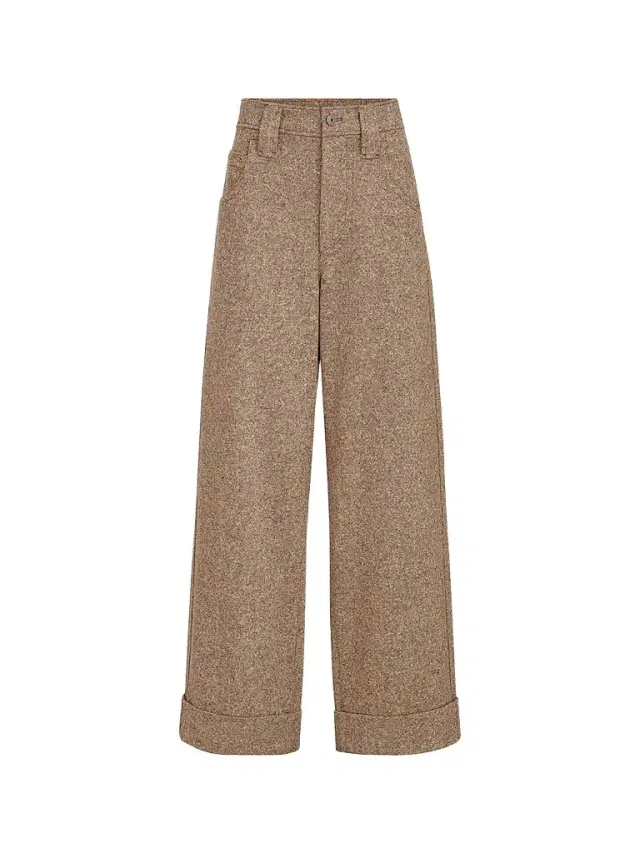 Brunello Cucinelli Women's Virgin Wool Donegal Baggy Five-Pocket Trousers - Cappuccino