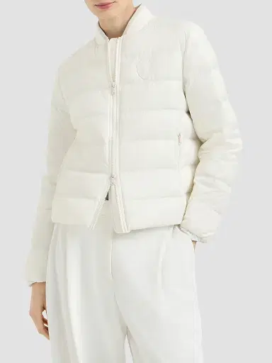 Brunello Cucinelli Women's Water-Resistant Matte Nylon Down Jacket with Logo | Thumbnail 2