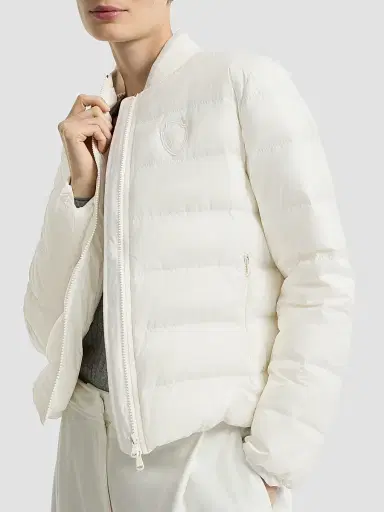 Brunello Cucinelli Women's Water-Resistant Matte Nylon Down Jacket with Logo | Thumbnail 3