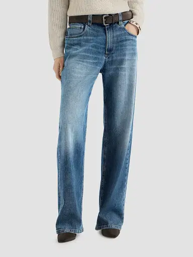 Brunello Cucinelli Women's Comfort Cotton Denim Contemporary Loose Jeans | Thumbnail 2