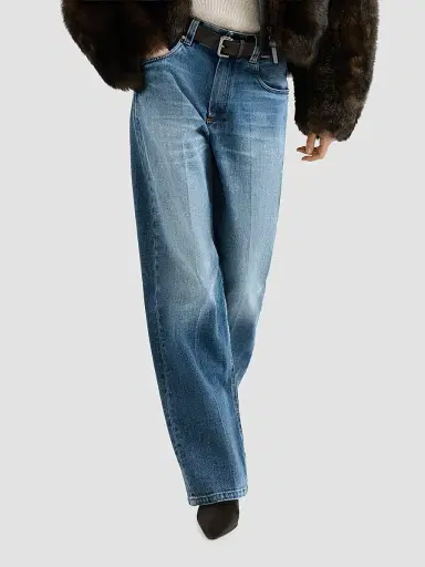 Brunello Cucinelli Women's Comfort Cotton Denim Contemporary Loose Jeans | Thumbnail 4