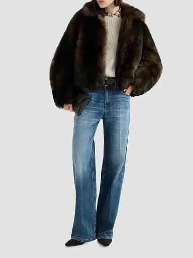 Brunello Cucinelli Women's Comfort Cotton Denim Contemporary Loose Jeans | Thumbnail 6