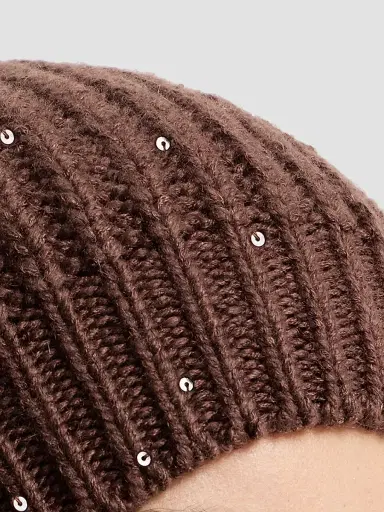 Brunello Cucinelli Women's Cashmere and Silk Diamond Yarn Knit Beanie - Chocolate - Size Medium | Thumbnail 3 Brunello Cucinelli Women's Cashmere and Silk Diamond Yarn Knit Beanie - Chocolate - Size Medium | Thumbnail 3