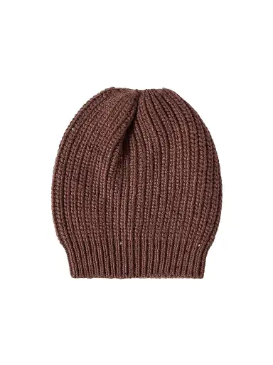 Brunello Cucinelli Women's Cashmere and Silk Diamond Yarn Knit Beanie - Chocolate - Size Medium | Thumbnail 1 Brunello Cucinelli Women's Cashmere and Silk Diamond Yarn Knit Beanie - Chocolate - Size Medium | Thumbnail 1