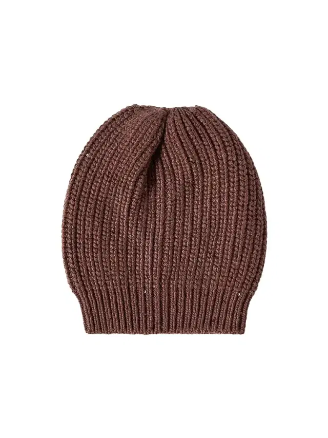 Brunello Cucinelli Women's Cashmere and Silk Diamond Yarn Knit Beanie - Chocolate