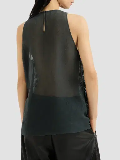 Brunello Cucinelli Women's Crispy Silk Top with Dazzling Lynx Embroidery | Thumbnail 3 Brunello Cucinelli Women's Crispy Silk Top with Dazzling Lynx Embroidery | Thumbnail 3