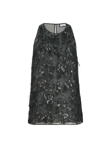 Brunello Cucinelli Women's Crispy Silk Top with Dazzling Lynx Embroidery | Thumbnail 1 Brunello Cucinelli Women's Crispy Silk Top with Dazzling Lynx Embroidery | Thumbnail 1