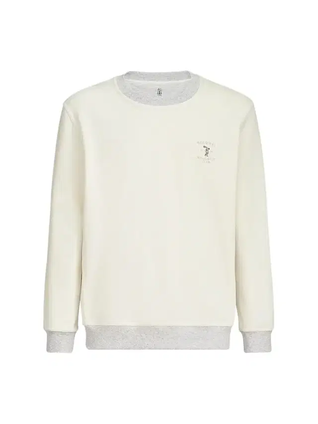 Brunello Cucinelli Men's Cotton French Terry Sweatshirt With Embroidery - Off White