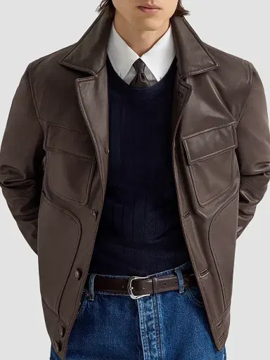 Brunello Cucinelli Men's Nappa Leather Outerwear Jacket with Thermore Padding | Thumbnail 5 Brunello Cucinelli Men's Nappa Leather Outerwear Jacket with Thermore Padding | Thumbnail 5