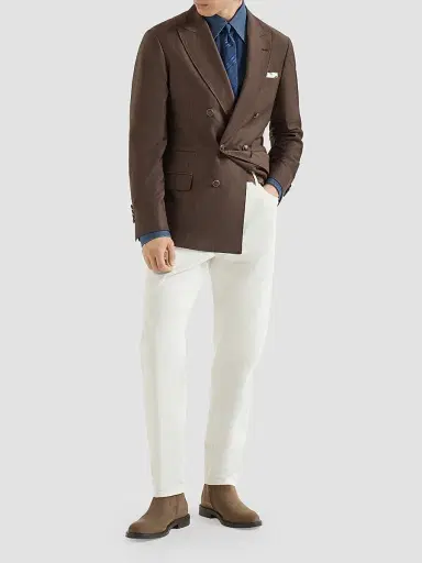 Brunello Cucinelli Men's Lightweight Denim Shirt with Italian Collar | Thumbnail 6