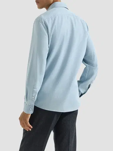 Brunello Cucinelli Men's Lightweight Denim Shirt with Spread Collar - Light Denim - Size XXXXL | Thumbnail 3 Brunello Cucinelli Men's Lightweight Denim Shirt with Spread Collar - Light Denim - Size XXXXL | Thumbnail 3