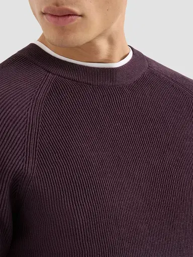 Brunello Cucinelli Men's Cotton English Rib Sweater with Raglan Sleeves - Dark Purple | Thumbnail 5