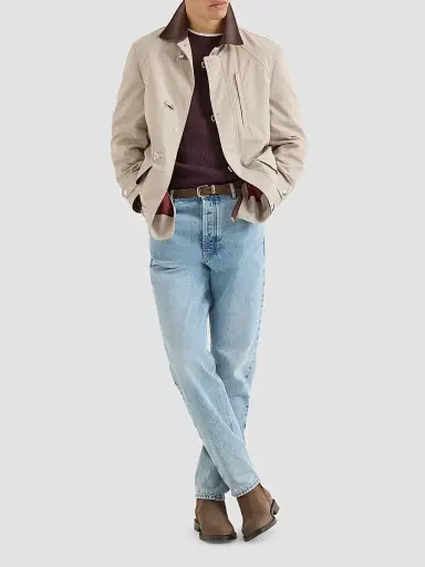 Brunello Cucinelli Men's Cotton English Rib Sweater with Raglan Sleeves - Dark Purple | Thumbnail 6