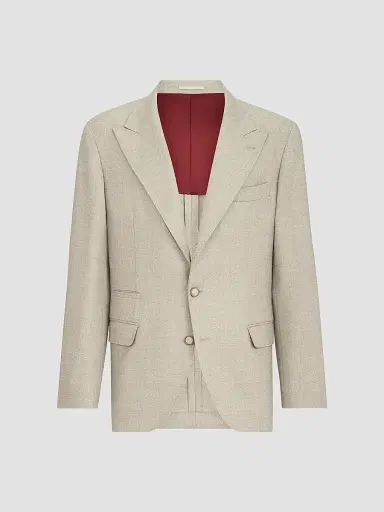 Brunello Cucinelli Men's Mouliné Virgin Wool Twill Deconstructed Blazer | Thumbnail 2 Brunello Cucinelli Men's Mouliné Virgin Wool Twill Deconstructed Blazer | Thumbnail 2