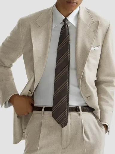 Brunello Cucinelli Men's Mouliné Virgin Wool Twill Deconstructed Blazer | Thumbnail 4 Brunello Cucinelli Men's Mouliné Virgin Wool Twill Deconstructed Blazer | Thumbnail 4