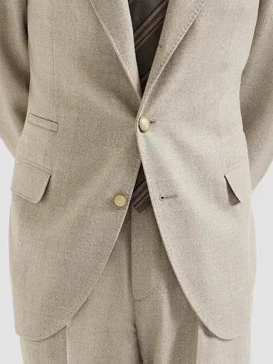 Brunello Cucinelli Men's Mouliné Virgin Wool Twill Deconstructed Blazer | Thumbnail 5 Brunello Cucinelli Men's Mouliné Virgin Wool Twill Deconstructed Blazer | Thumbnail 5