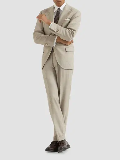 Brunello Cucinelli Men's Mouliné Virgin Wool Twill Deconstructed Blazer | Thumbnail 6 Brunello Cucinelli Men's Mouliné Virgin Wool Twill Deconstructed Blazer | Thumbnail 6