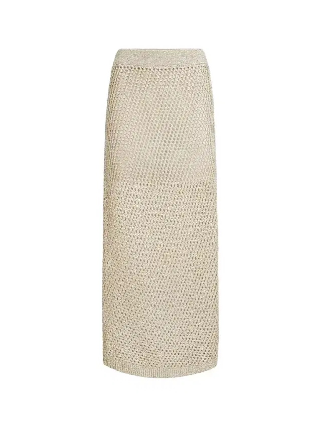 Brunello Cucinelli Women's Dazzling Texture Net Knit Skirt - Sand