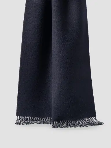 Brunello Cucinelli Men's Wool and Cashmere Knit Scarf - Navy Blue | Thumbnail 2