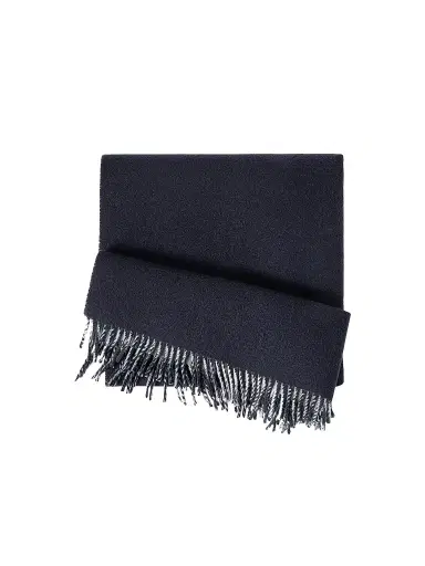 Brunello Cucinelli Men's Wool and Cashmere Knit Scarf - Navy Blue | Thumbnail 1