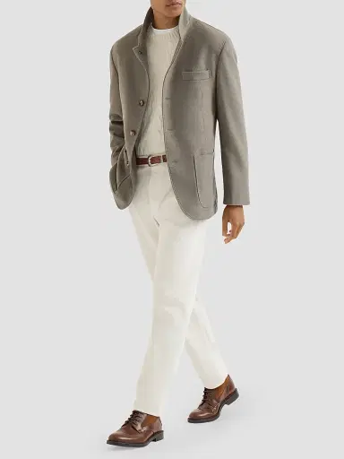 Brunello Cucinelli Men's Lightweight Water-Resistant Cashmere Outerwear Blazer - Military - Size XXXXL | Thumbnail 6 Brunello Cucinelli Men's Lightweight Water-Resistant Cashmere Outerwear Blazer - Military - Size XXXXL | Thumbnail 6